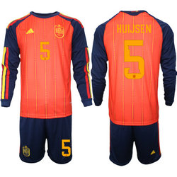 Spain #5 Huijsen long sleeve Home 2026 World Cup Soccer jersey