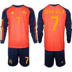 Spain #7 David Villa sleeve Home 2026 World Cup Soccer jersey