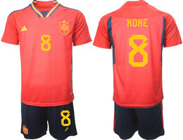 Spain #8 KOKE 2022 World Cup National Soccer Jersey
