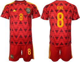 Spain #8 KOKE 2022 World Cup National Soccer Jersey