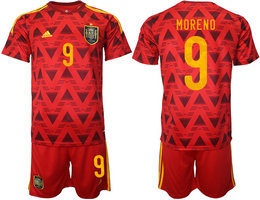 Spain #9 MORENO 2022 World Cup National Soccer Jersey
