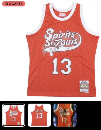 St. Louis Spirits #13 Moses Malone Orange 1975 Mitchell Ness Swingman Jersey