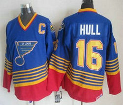 St.Louis Blues #16 Brett Hull Blue Red New Authentic Stitched NHL jerseys