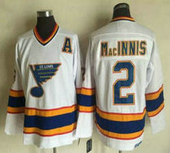 St.Louis Blues #2 Al MacInnis White Throwback Authentic Stitched NHL Jersey