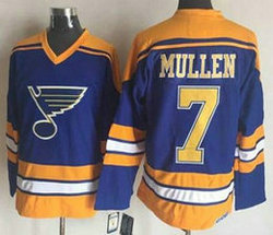 St.Louis Blues #7 Joe Mullen Blue Throwback CCM Authentic Stitched NHL Jersey