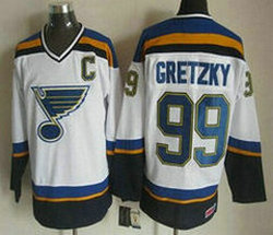 St.Louis Blues #99 Wayne Gretzky White Navy Throwback CCM Authentic Stitched NHL Jersey