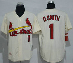 St.Louis Cardinals #1 Ozzie Smith Cream Throwback Authentic Stitched MLB Jersey