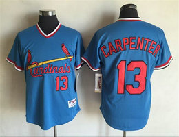 St.Louis Cardinals #13 Matt Carpenter Blue Pullover Throwback Authentic Stitched MLB jersey