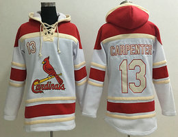 St.Louis Cardinals #13 Matt Carpenter White All Stitched Hooded Sweatshirt