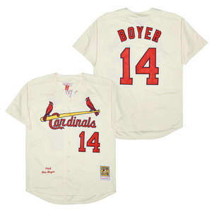 St.Louis Cardinals #14 Ken Boyer Cream 1964 Throwback Authentic Stitched MLB jersey