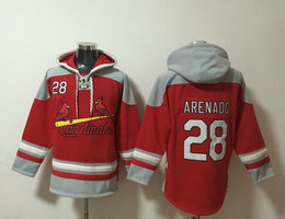 St.Louis Cardinals #28 Nolan Arenado Red All Stitched Hooded Sweatshirt