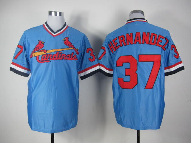 St.Louis Cardinals #37 Keith Hernandez Blue Pullover Throwback Authentic Stitched MLB jersey