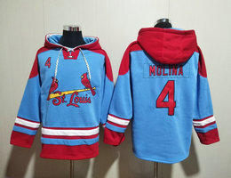 St.Louis Cardinals #4 Yadier Molina Blue All Stitched Hooded Sweatshirt