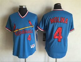 St.Louis Cardinals #4 Yadier Molina Blue Pullover Throwback Authentic Stitched MLB jersey