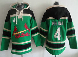 St.Louis Cardinals #4 Yadier Molina Green Hooded Jersey