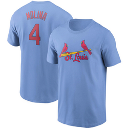 St.Louis Cardinals #4 Yadier Molina Light Blue Baseball Shirt