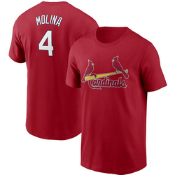 St.Louis Cardinals #4 Yadier Molina Red Baseball Shirt