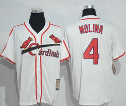 St.Louis Cardinals #4 Yadier Molina White Throwback Authentic Stitched MLB Jersey