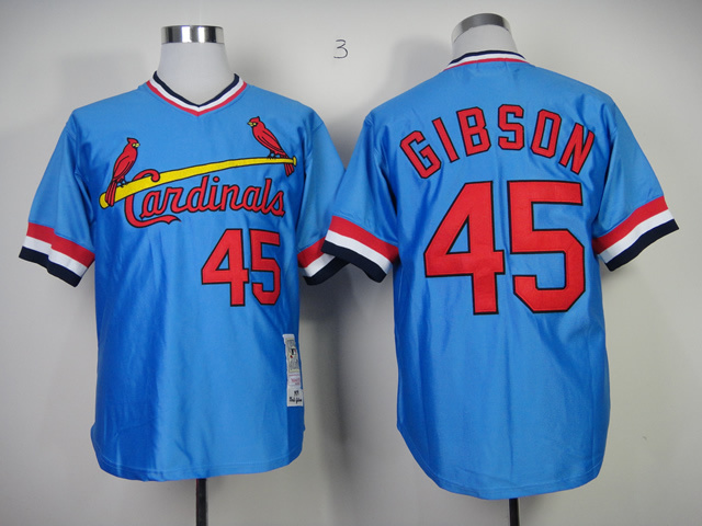 St.Louis Cardinals #45 Bob Gibson Blue Pullover Throwback Authentic Stitched MLB jersey
