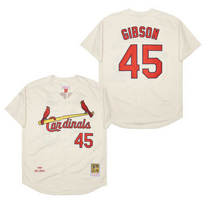 St.Louis Cardinals #45 Bob Gibson Cream Throwback Authentic Stitched MLB jersey