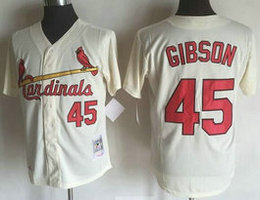 St.Louis Cardinals #45 Bob Gibson Gream Throwback Authentic Stitched MLB jersey