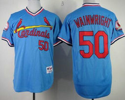 St.Louis Cardinals #50 Adam Wainwright Blue Pullover 1982 Turn Back The Clock Authentic Stitched MLB jersey