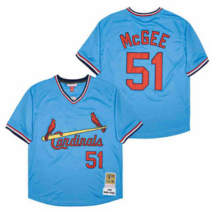 St.Louis Cardinals #51 Willie McGee Blue 1982 Pullover Throwback Authentic Stitched MLB jersey