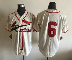 St.Louis Cardinals #6 Stan Musial Cream no name Throwback Authentic Stitched MLB Jersey