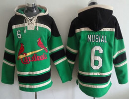 St.Louis Cardinals #6 Stan Musial Green Hooded Jersey