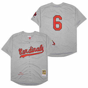St.Louis Cardinals #6 Stan Musial Grey Throwback 1956 Authentic Stitched MLB Jersey