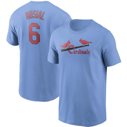 St.Louis Cardinals #6 Stan Musial Light Blue Baseball Shirt