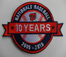 Stitched 2015 Washington Nationals Baseball 10th Anniversary Years Jersey Sleeve Patch
