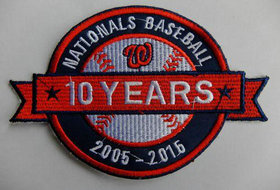 Stitched 2015 Washington Nationals Baseball 10th Anniversary Years Jersey Sleeve Patch