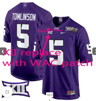 TCU Horned Frogs #5 Tomlinson Purple With Poaaible patch Jersey (XII replace WAC patch)