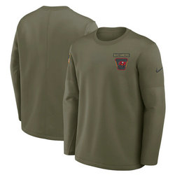 Tampa Bay Buccaneers Olive 2025 Salute To Service Sideline Coaches Therma-FIT Long Sleeve Shirt