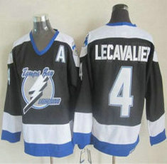 Tampa Bay Lightning #4 Vincent Lecavalier Black CCM Throwback Authentic Stitched NHL Jersey