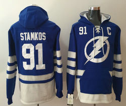 Tampa Bay Lightning #91 Nikita Kucherov Blue Authentic Stitched Hoodies Hockey