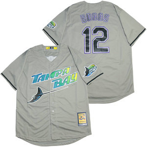 Tampa Bay Rays #12 Wade Boggs Grey Throwback Stitched Baseball Jersey