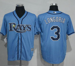 Tampa Bay Rays #3 Evan Longoria Light Blue New Majestic Authentic stitched MLB jersey