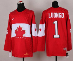 Team Canada #1 Roberto Luongo Red 2014 Olympics Stitched NHL Jersey