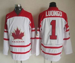 Team Canada #1 Roberto Luongo White 2010 Olympics Stitched NHL Jersey