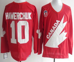Team Canada #10 Dale Hawerchuk Red 1991 Throwback CCM Authentic Stitched NHL jersey