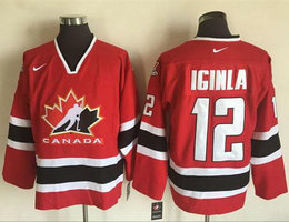 Team Canada #12 Jarome Iginla Red Black 2002 Olympic Nike Throwback Stitched NHL Jersey