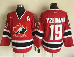 Team Canada #19 Steve Yzerman Red Black 2002 Olympic Nike Throwback Stitched NHL Jersey