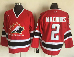 Team Canada #2 Al MacInnis Red Black 2002 Olympic Nike Throwback Stitched NHL Jersey