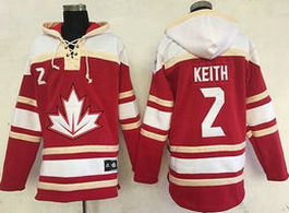 Team Canada #2 Duncan Keith Red Sawyer Hooded Sweatshirt 2016 World Cup Stitched NHL Jersey