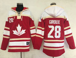Team Canada #28 Claude Giroux Red Sawyer Hooded Sweatshirt 2016 World Cup Stitched NHL Jersey