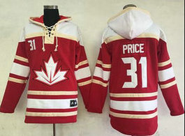 Team Canada #31 Carey Price Red Sawyer Hooded Sweatshirt 2016 World Cup Stitched NHL Jersey