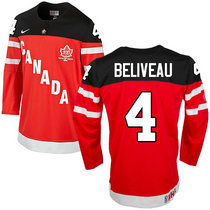 Team Canada #4 Jean Beliveau Red 100th Anniversary Authentic Stitched NHL Jerseys