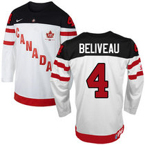 Team Canada #4 Jean Beliveau White 100th Anniversary Authentic Stitched NHL Jerseys